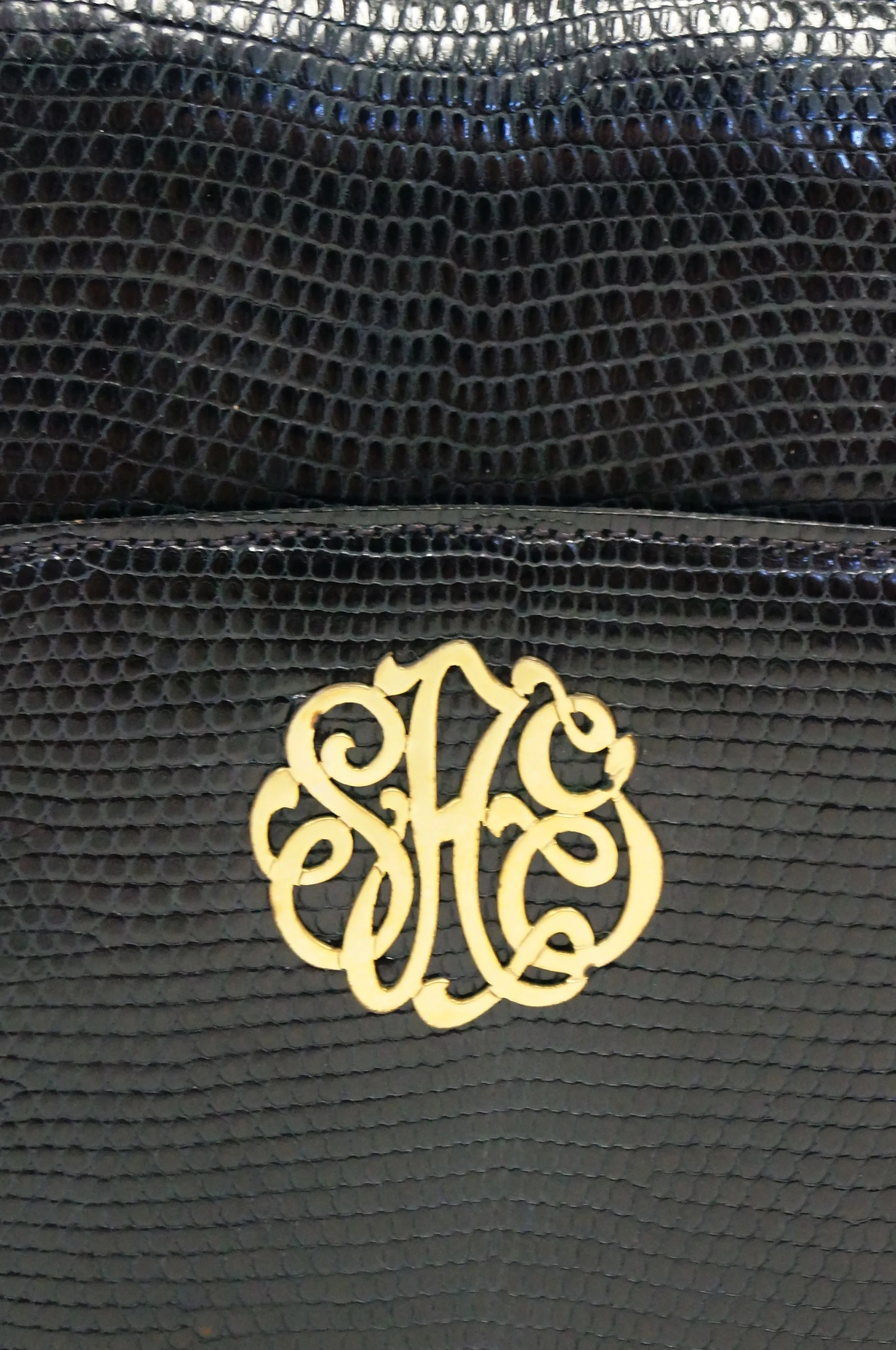 1960s Martin Van Schaak Custom Black Lizard Box Bag