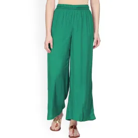 Admiring Turquoise Green Colored Casual Wear Rayon Palazzo