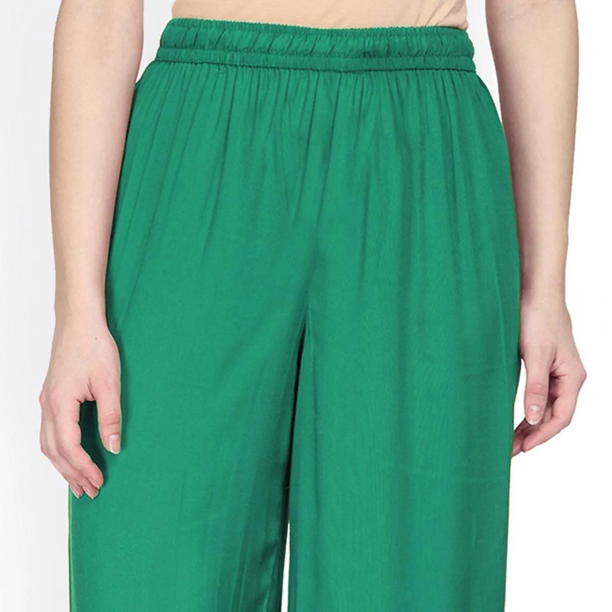 Admiring Turquoise Green Colored Casual Wear Rayon Palazzo