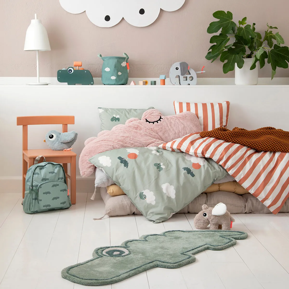 Bedlinen junior - Happy clouds - Green