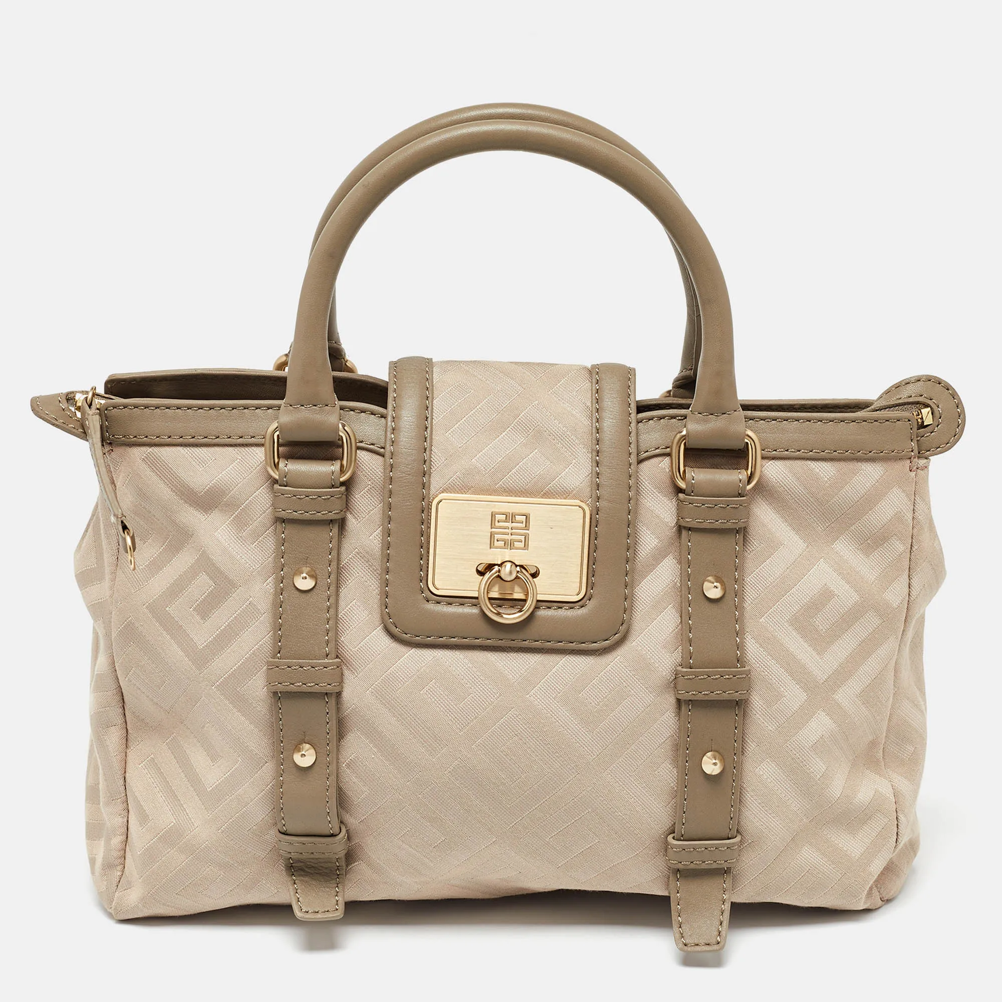 Beige Signature Canvas and Leather Tote