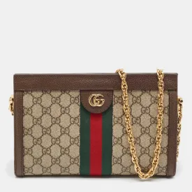 Beige/Brown GG Supreme Canvas and Leather Ophidia Chain Bag