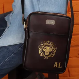 Bespoke Hand-Paint Name Initial Dark Brown Genuine Leather Crossbody City Bag by Brune & Bareskin
