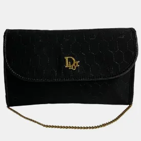 Black Canvas Honeycomb Canvas Chain Crossbody Bag