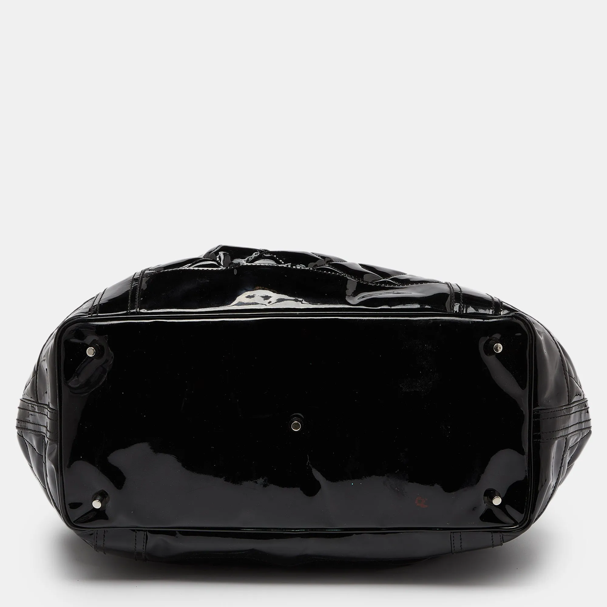 BURBERRY Black Quilted Patent Leather Large Beaton Tote