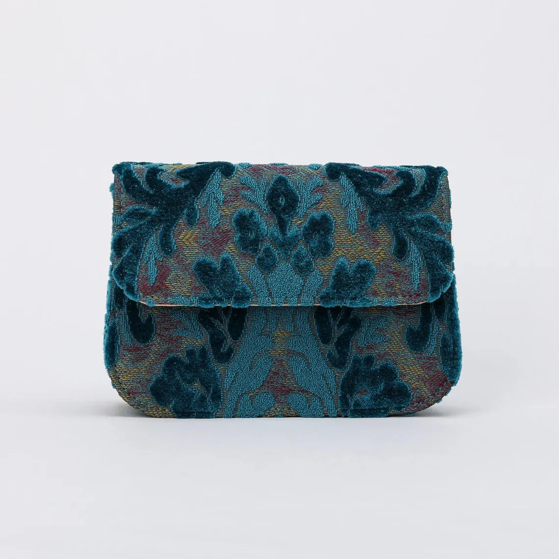 Burnout Velvet Aqua Blue Flap Crossbody Bag