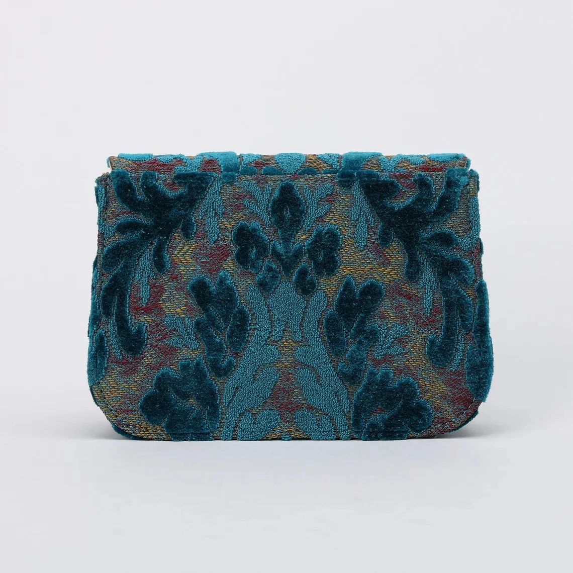 Burnout Velvet Aqua Blue Flap Crossbody Bag