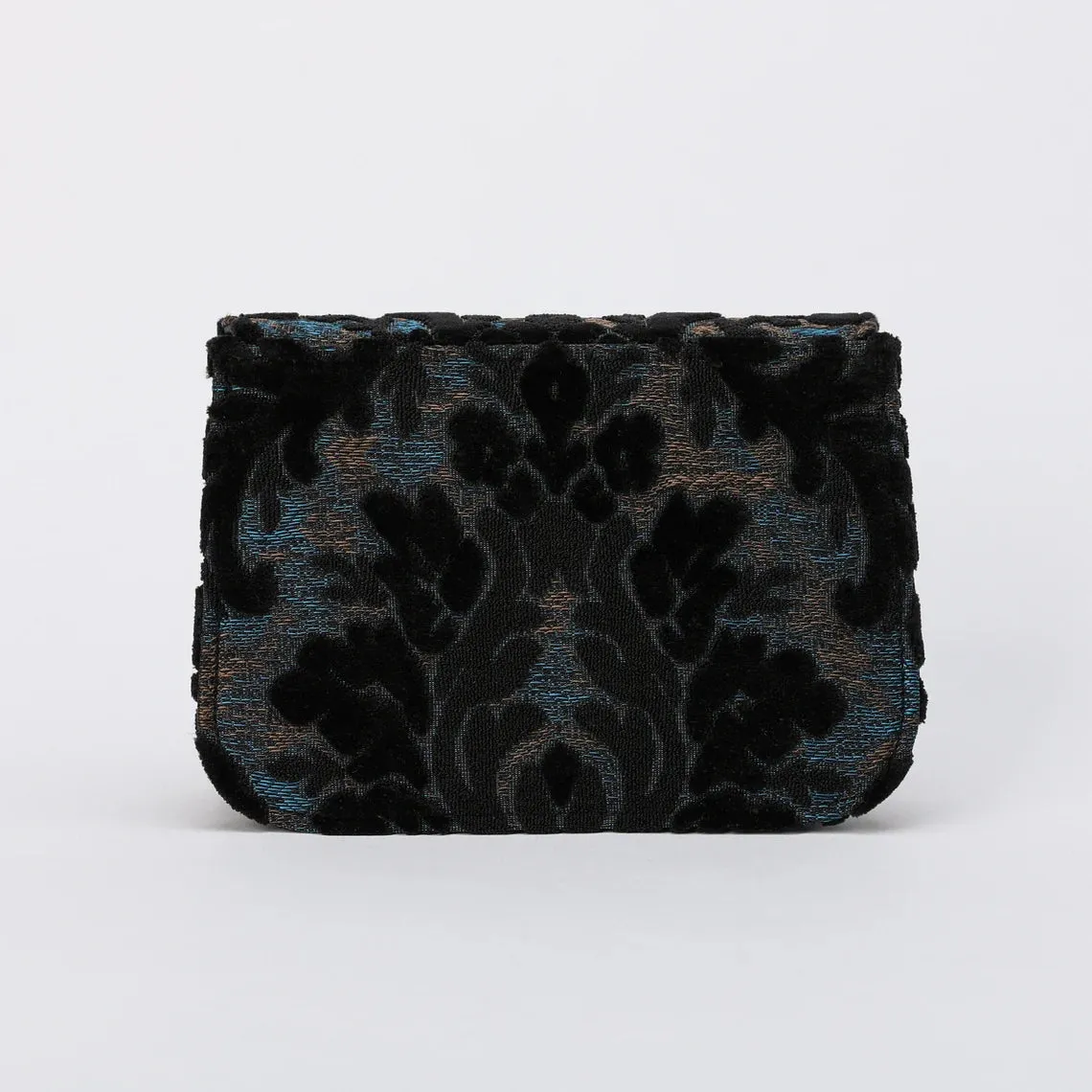 Burnout Velvet Black Flap Crossbody Bag