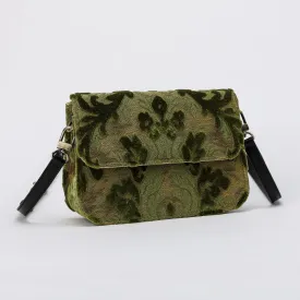 Burnout Velvet Fern Green Flap Crossbody Bag