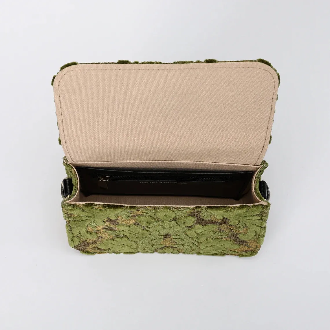 Burnout Velvet Fern Green Flap Crossbody Bag