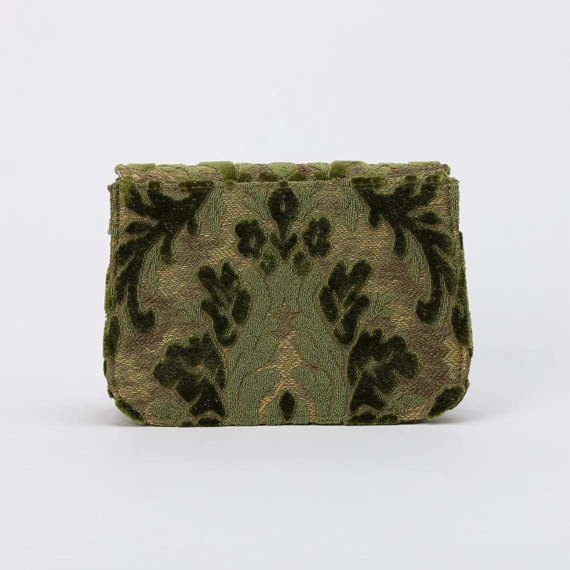 Burnout Velvet Fern Green Flap Crossbody Bag