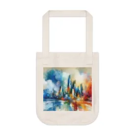 City skyline and colourful minimal design Organic Canvas Tote Bag