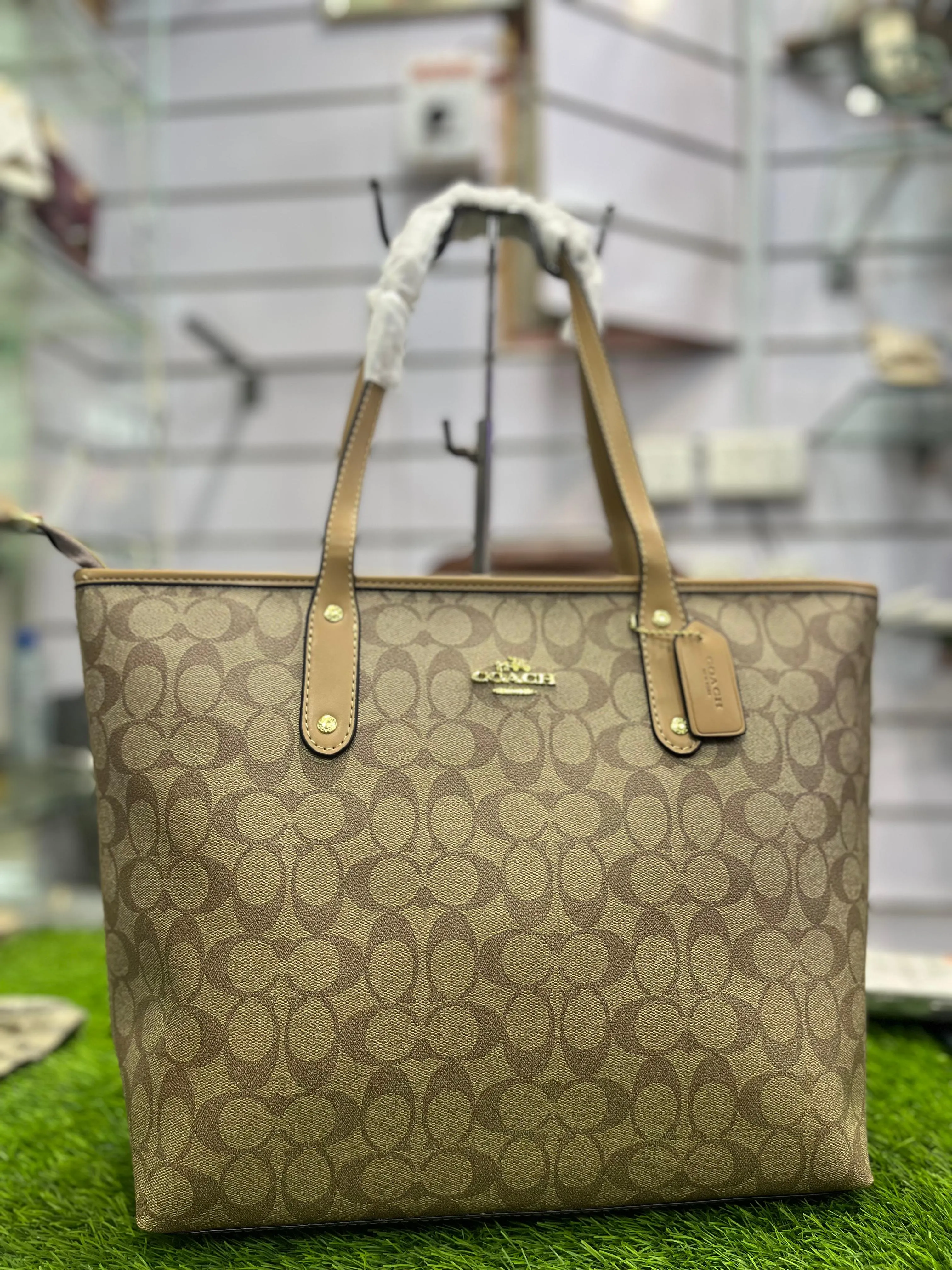 COMBO DEAL OF COACH ZIP TOTE BAG AND COACH FLAT PUMPS - BEIGE