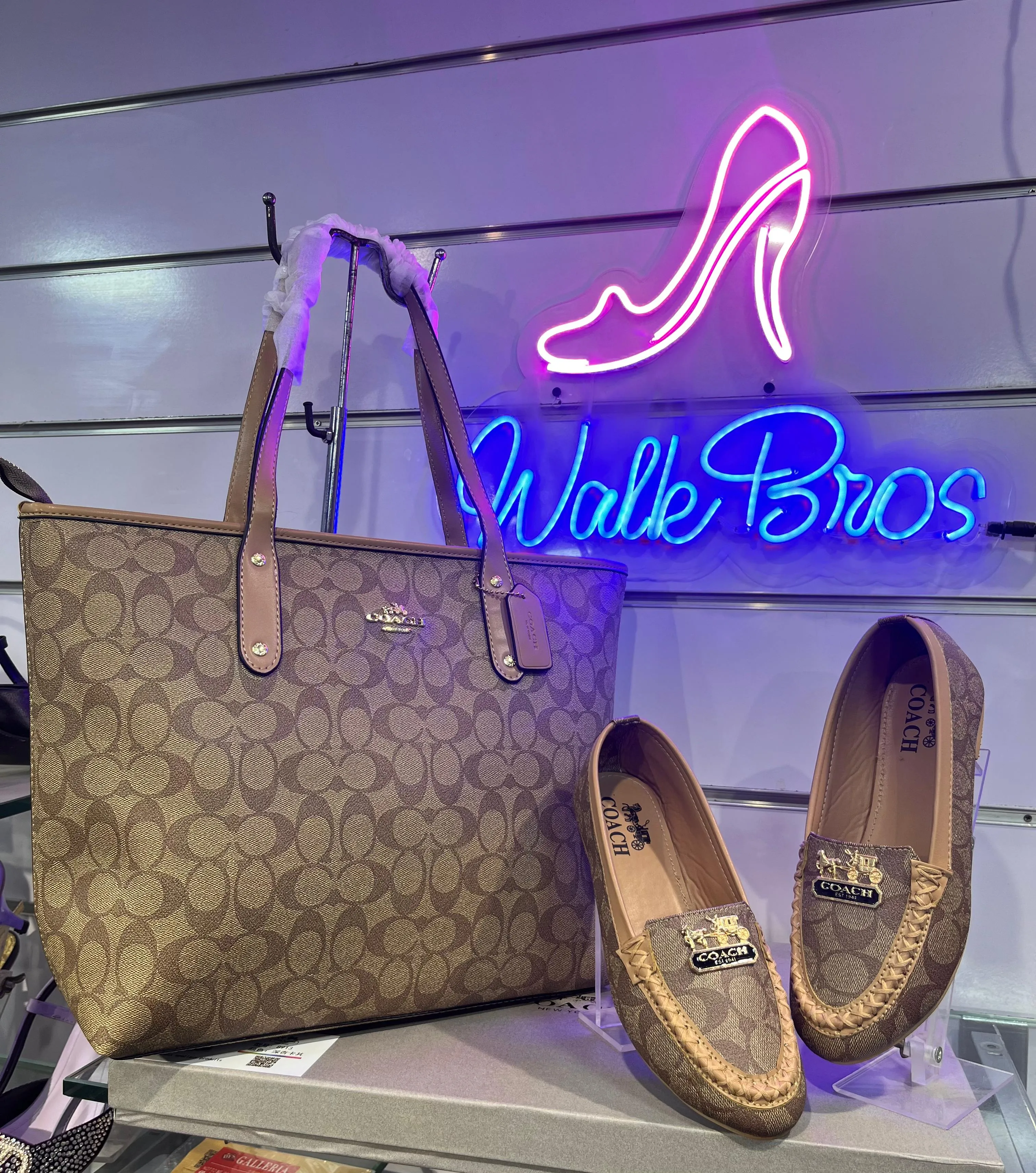 COMBO DEAL OF COACH ZIP TOTE BAG AND COACH FLAT PUMPS - BEIGE