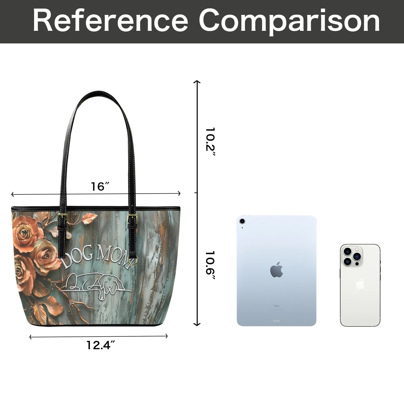 Dog Mom Farmhouse Patina Rose Durable Zipper Handbag