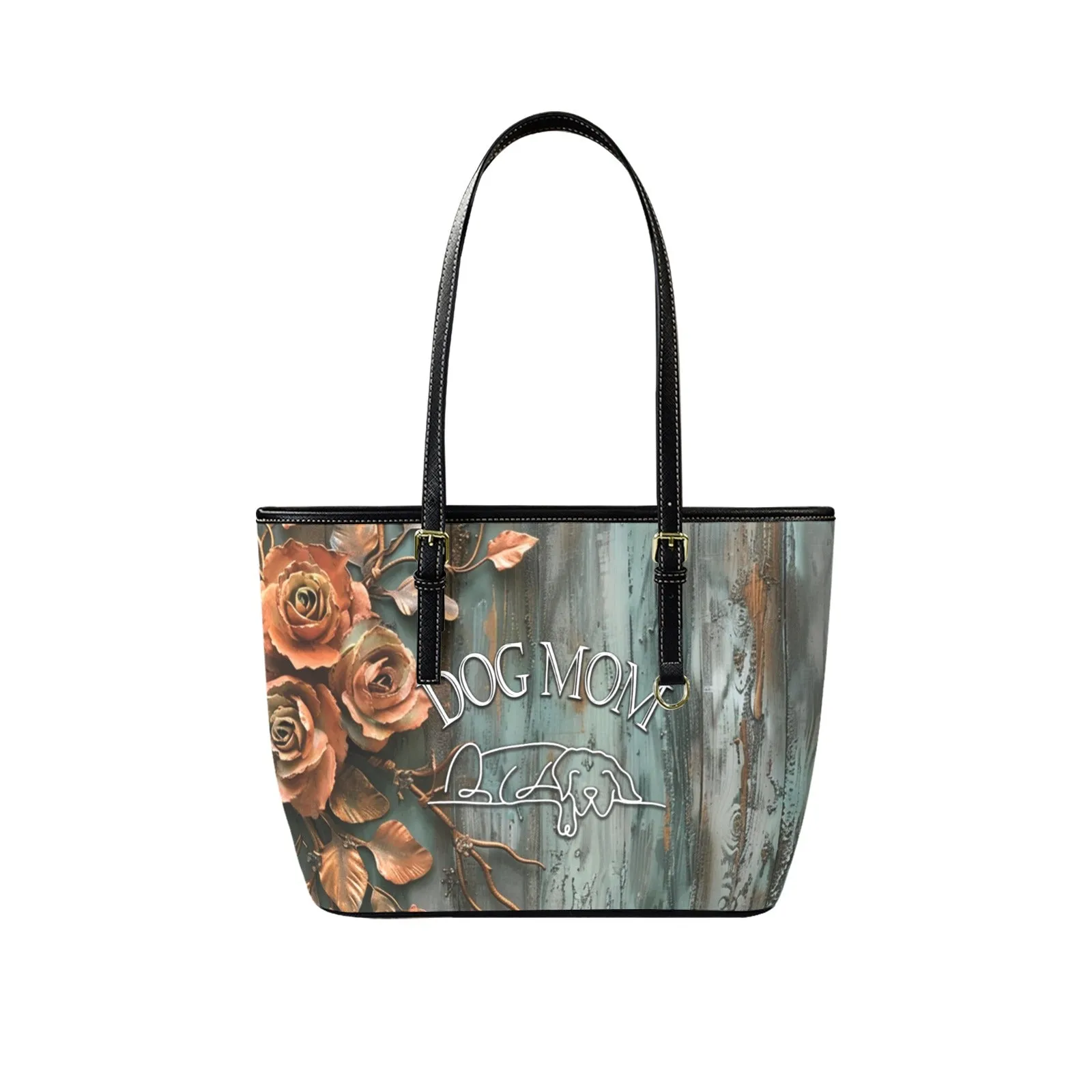 Dog Mom Farmhouse Patina Rose Durable Zipper Handbag