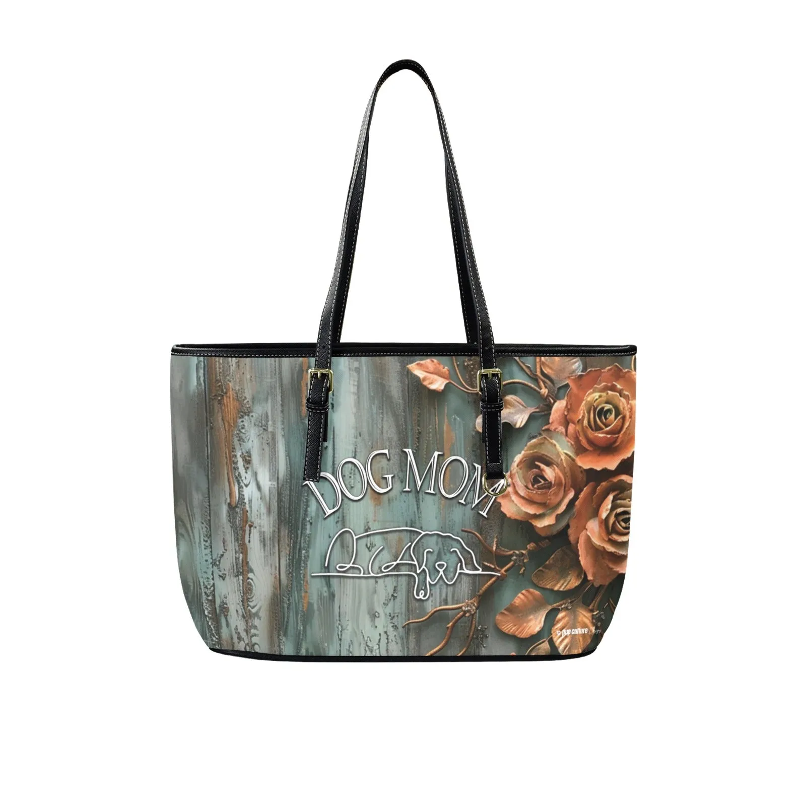 Dog Mom Farmhouse Patina Rose Durable Zipper Handbag