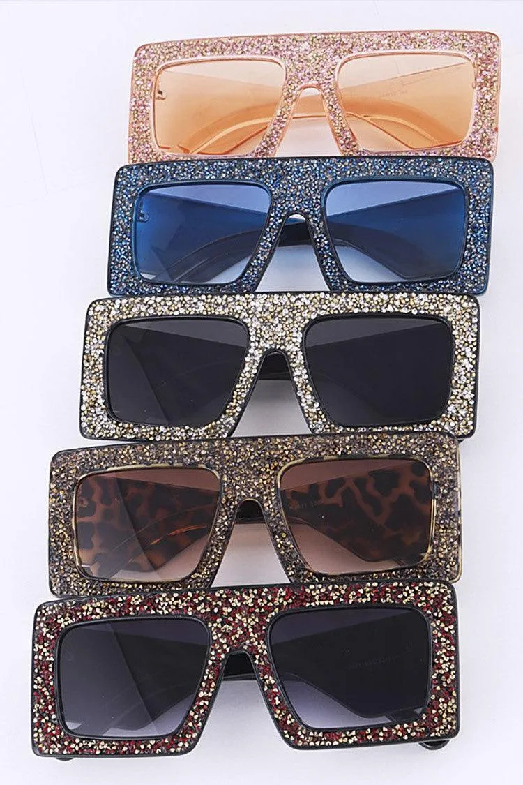 Druzy Plastic Square Sunglasses