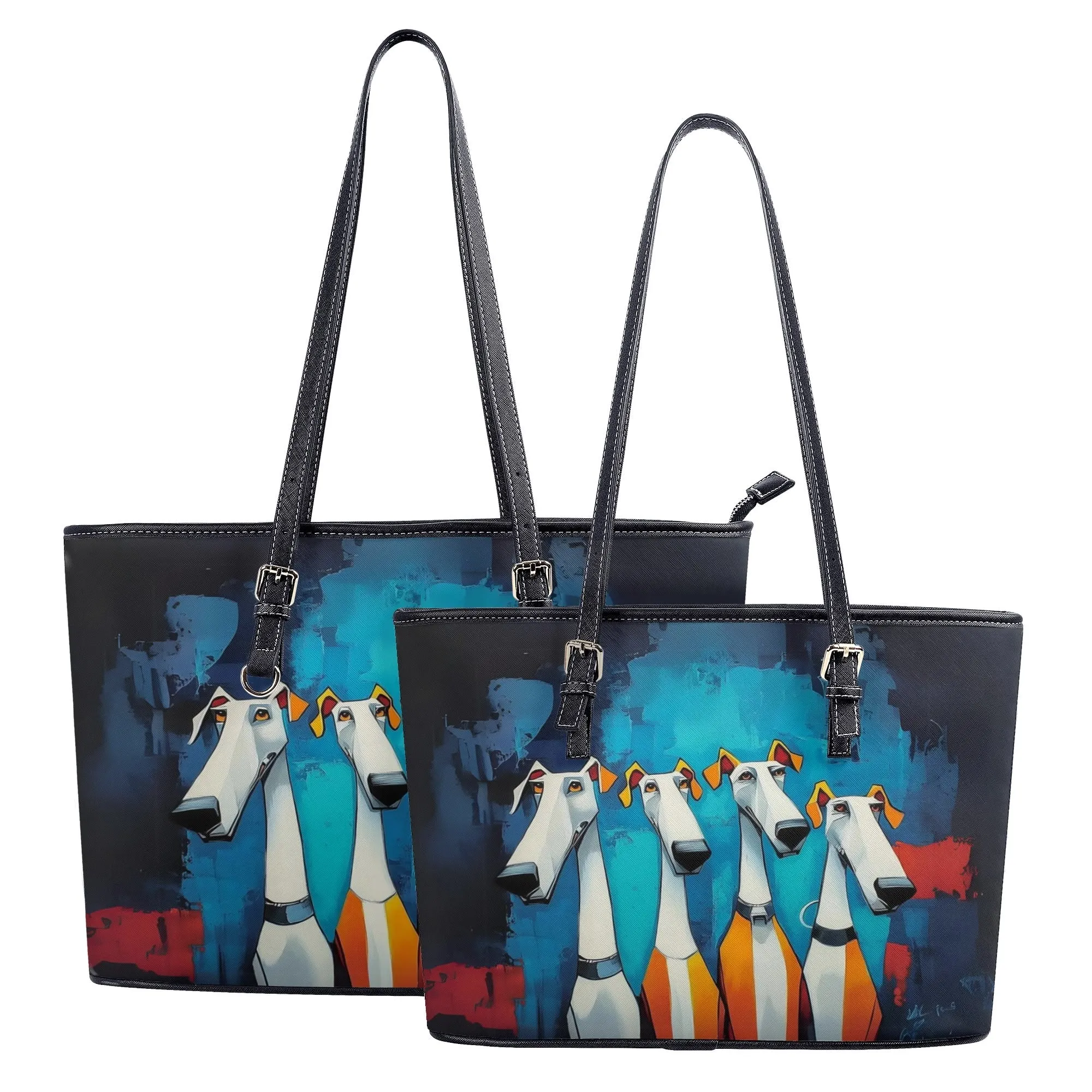 Edgy Whimsical Original White Dog Art Zipper Handbag