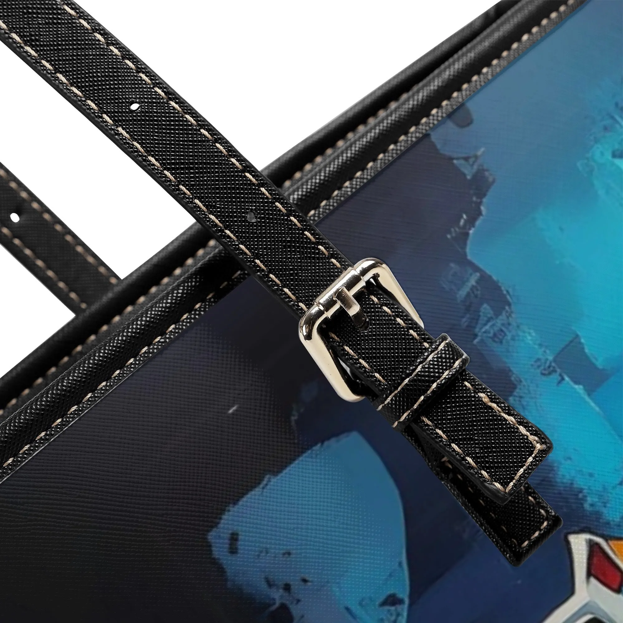 Edgy Whimsical Original White Dog Art Zipper Handbag