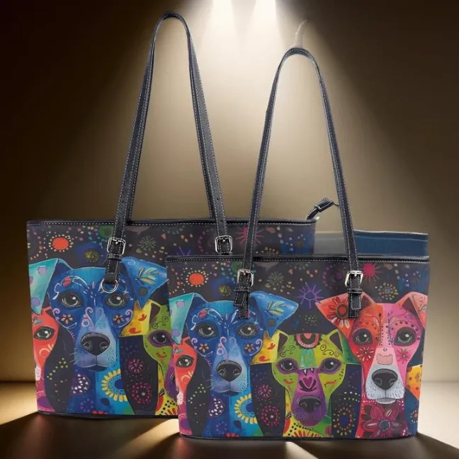 Exotic Whimsical Dog Art Durable Zipper Handbag