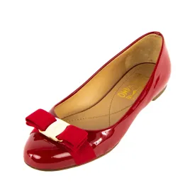 Ferragamo Red Patent Vara Bow Ballet Flats Size US 6.5B