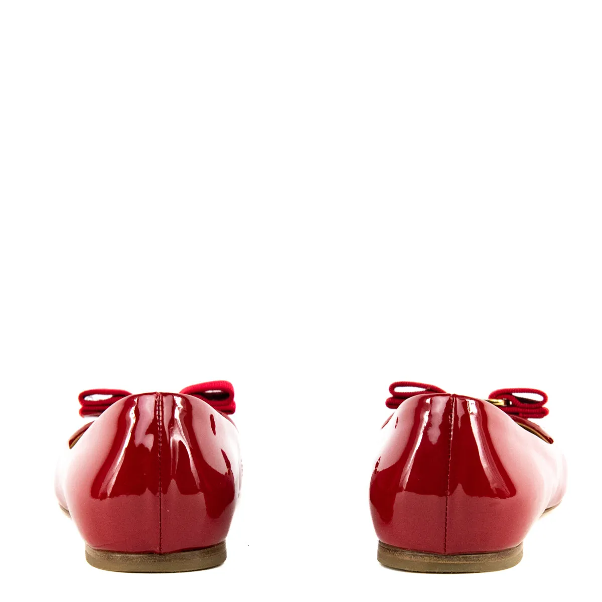 Ferragamo Red Patent Vara Bow Ballet Flats Size US 6.5B