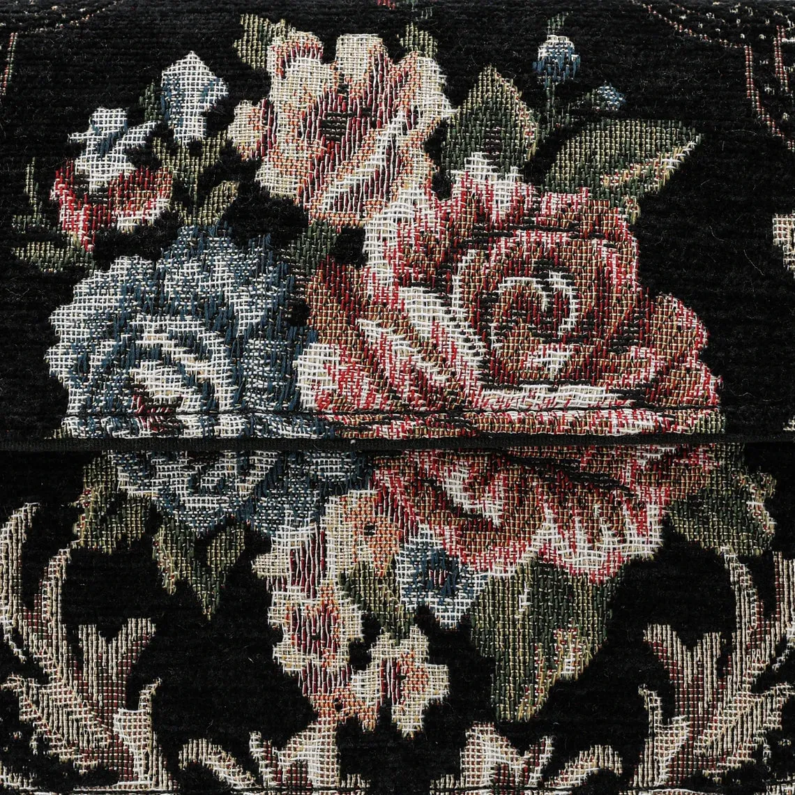 Floral Black Flap Crossbody Bag