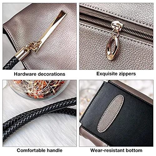 FOXER Large Leather Tote Handbags for Women, Split Cowhide, Rose Gold
