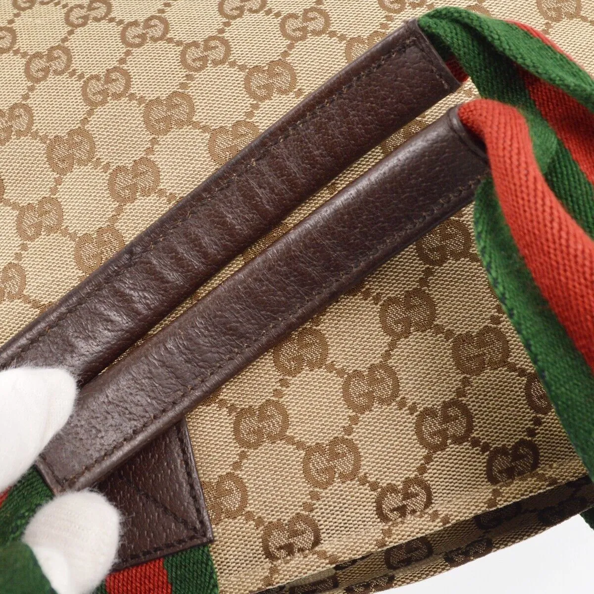 Gucci Beige Brown Sherry Gg Tote Handbag
