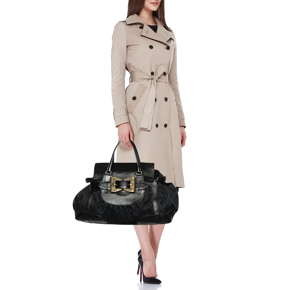 Gucci Black GG Canvas And Leather Large Queen Tote