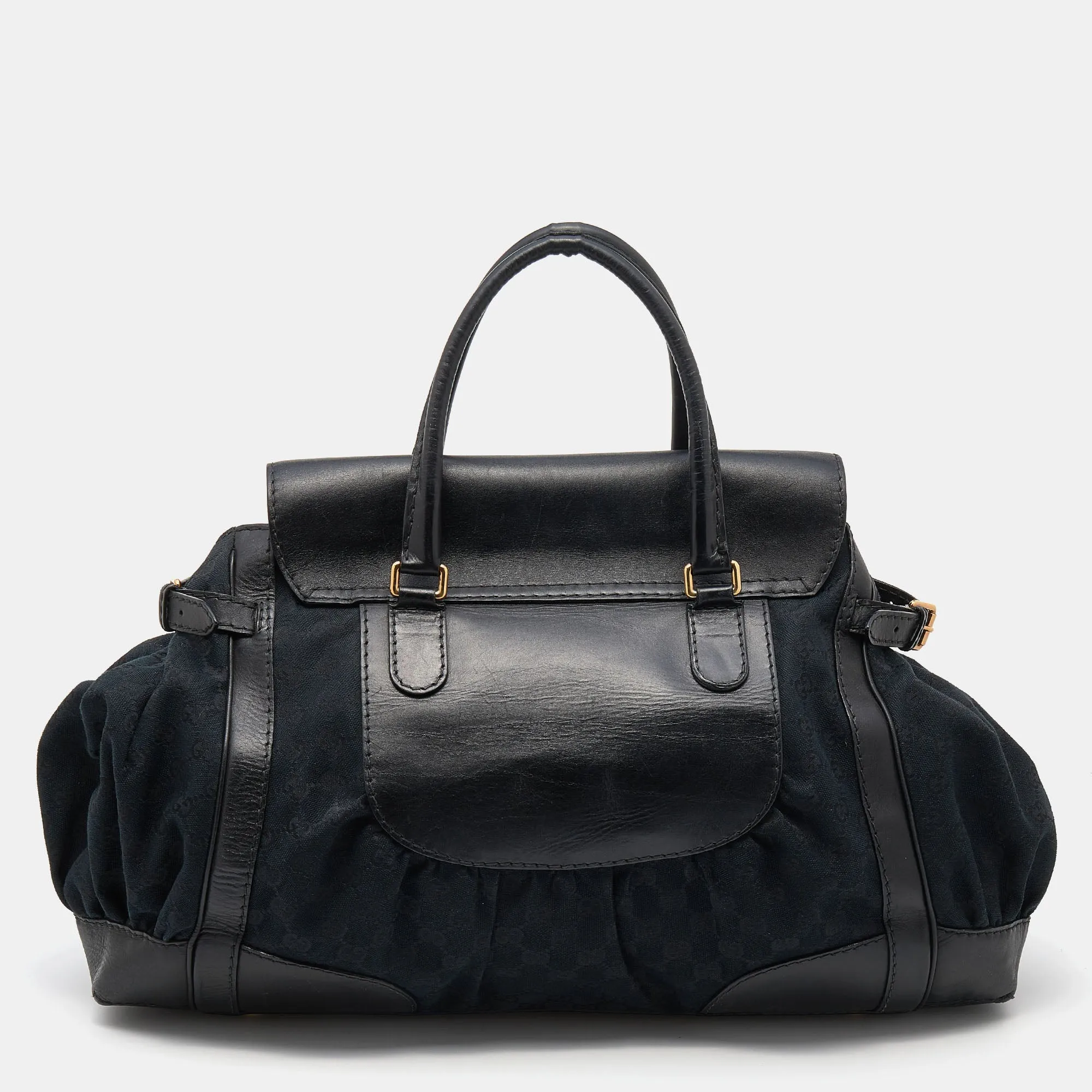 Gucci Black GG Canvas And Leather Large Queen Tote