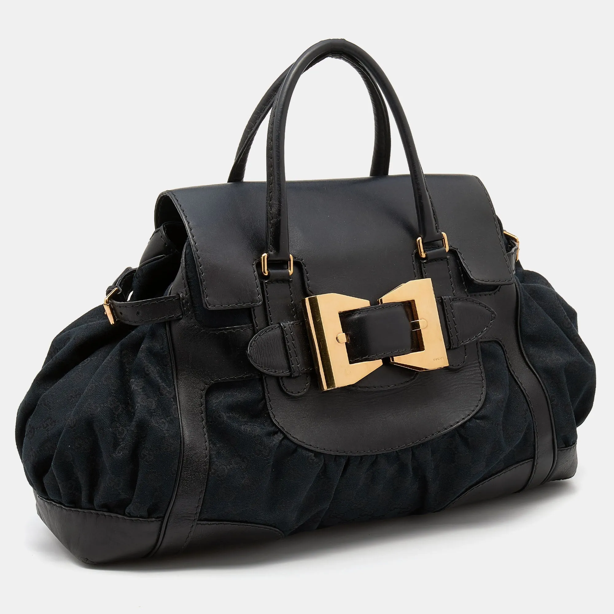 Gucci Black GG Canvas And Leather Large Queen Tote