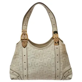 Gucci White Leather Horsebit Embossed Tote