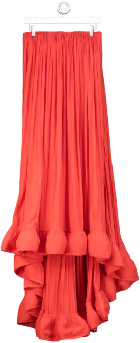 Lanvin Red Bustier Plisse 2008 Runway High Low Dress UK 8