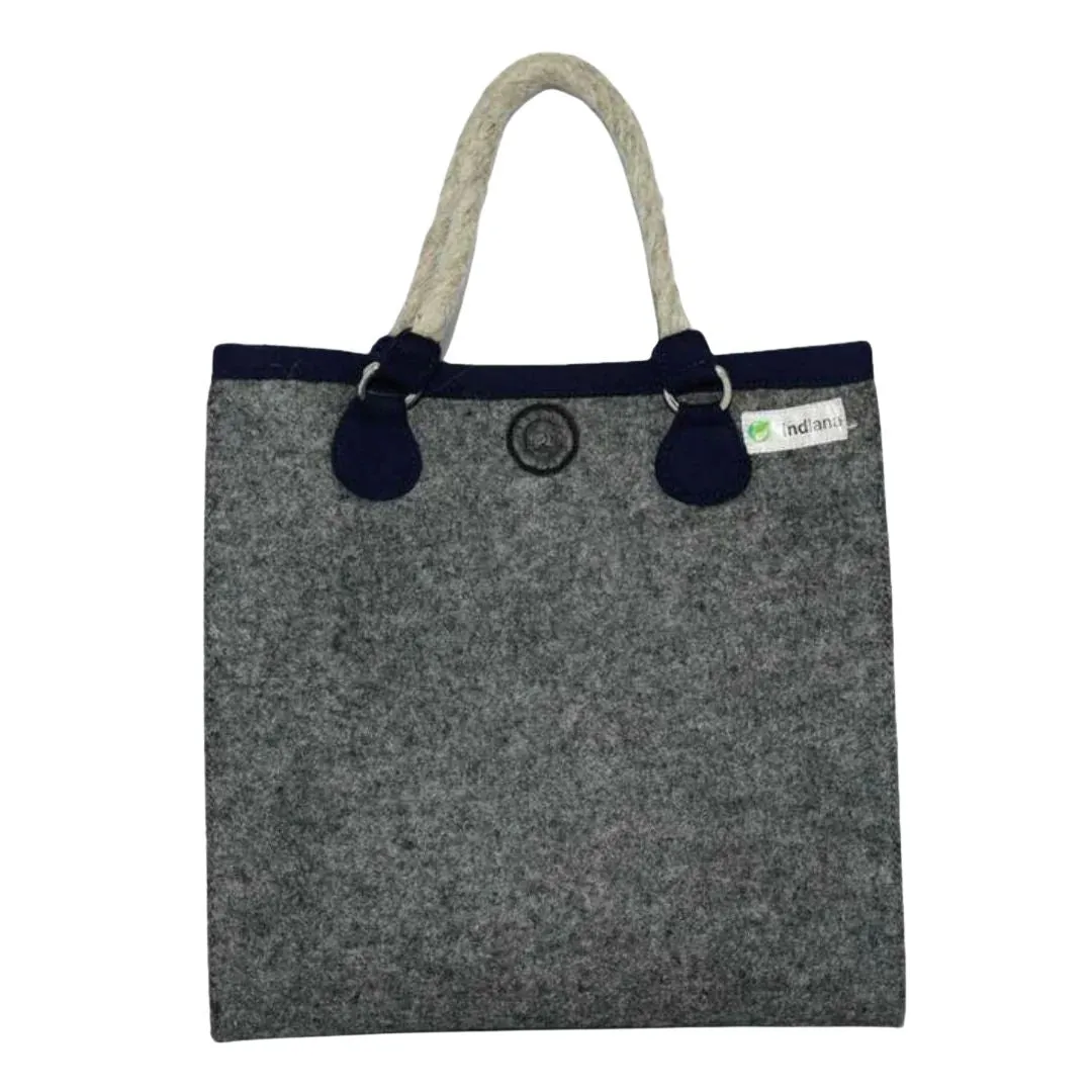 Light Grey & Black Organic wool felt Tote Bag
