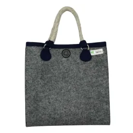 Light Grey & Black Organic wool felt Tote Bag