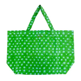 Market Bag in Green Blue Dot