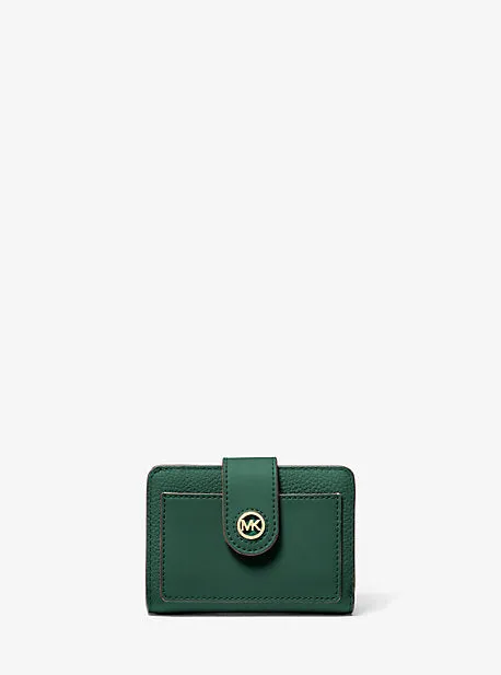 MK Mercer Small Leather Wallet - Green - Michael Kors