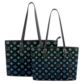 Signature Dog Lover Motif Durable Handbag Black with Ombre Overlay