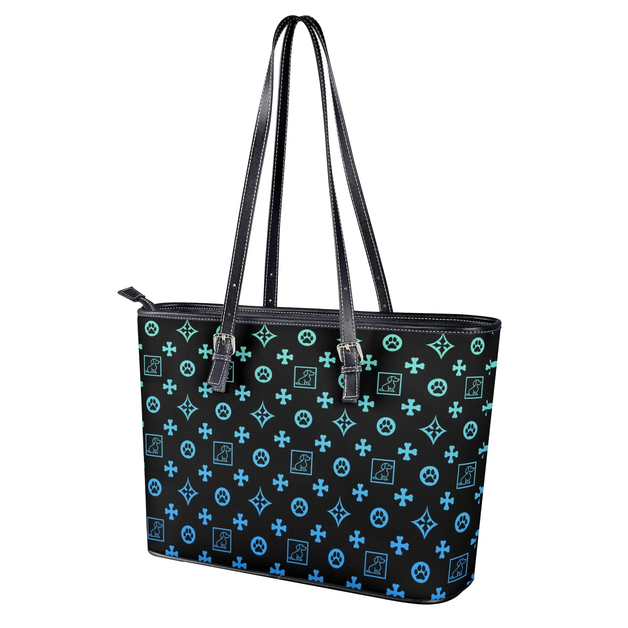 Signature Dog Lover Motif Durable Handbag Black with Ombre Overlay