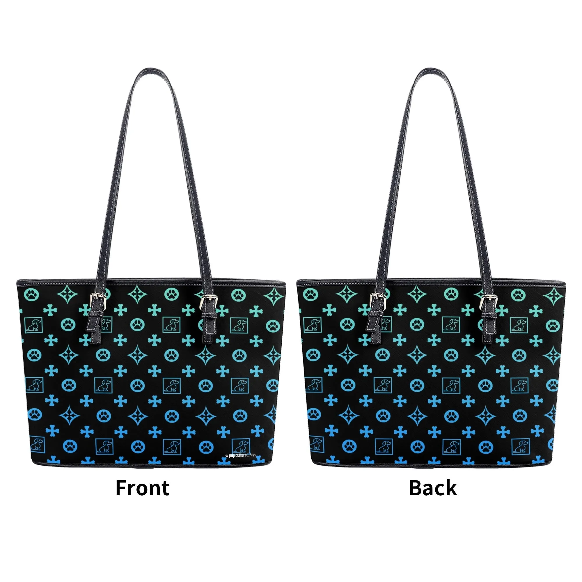 Signature Dog Lover Motif Durable Handbag Black with Ombre Overlay