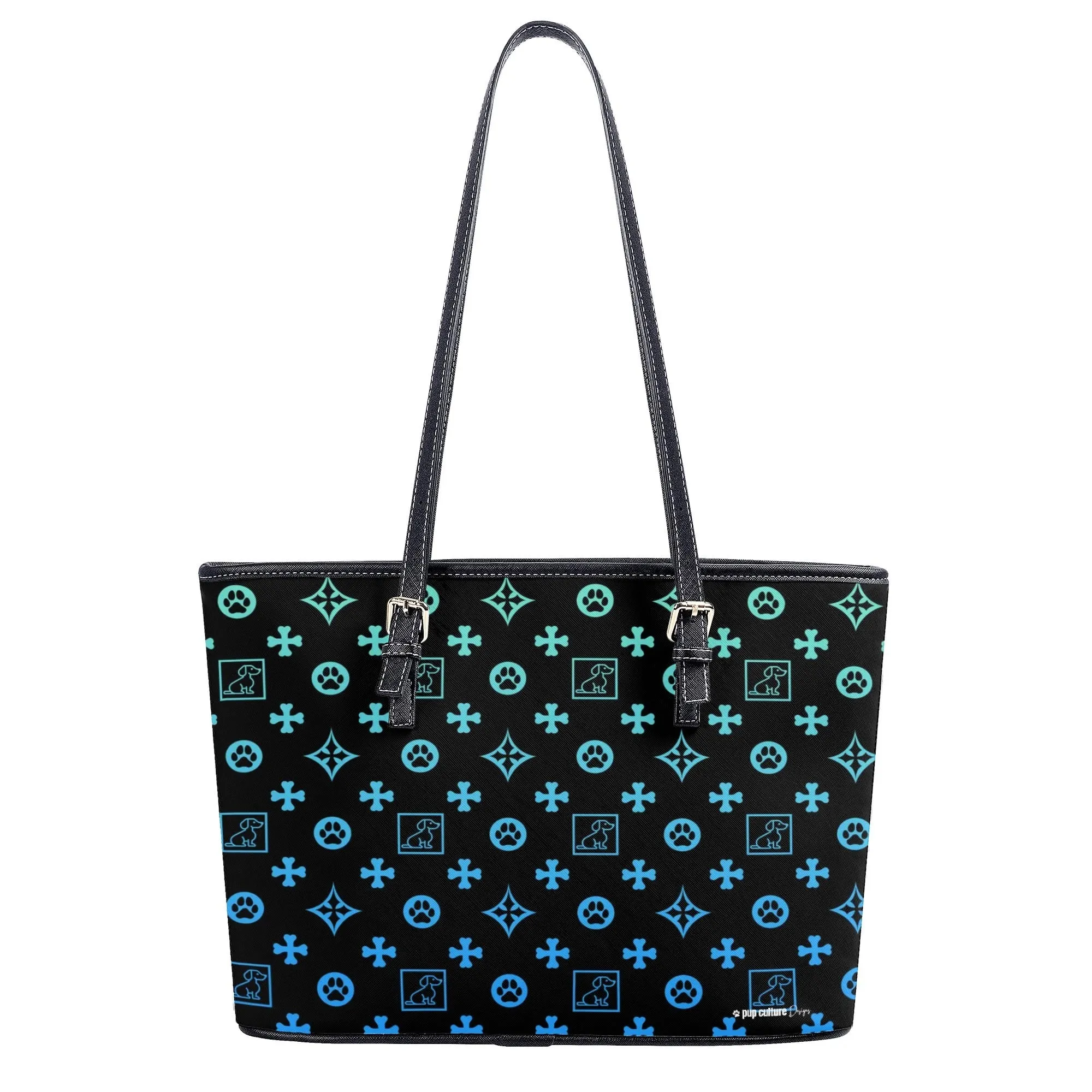 Signature Dog Lover Motif Durable Handbag Black with Ombre Overlay