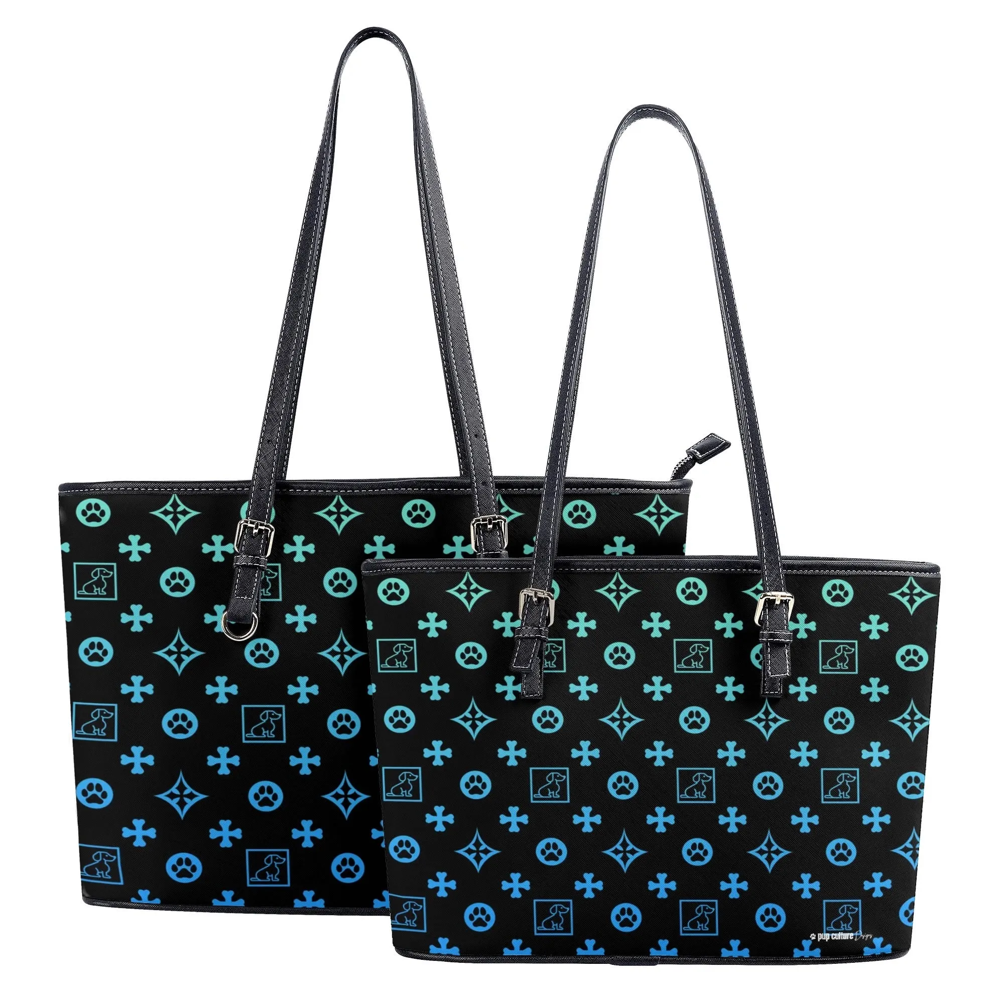 Signature Dog Lover Motif Durable Handbag Black with Ombre Overlay