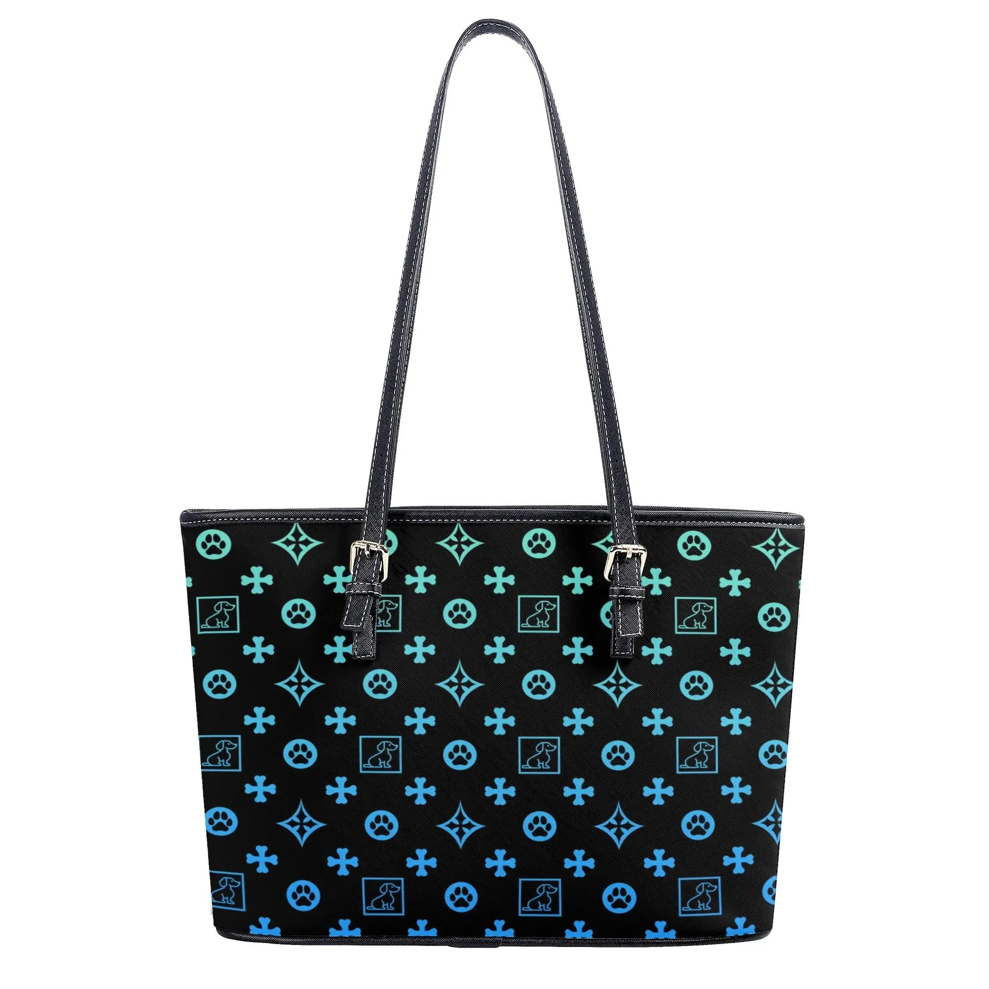Signature Dog Lover Motif Durable Handbag Black with Ombre Overlay