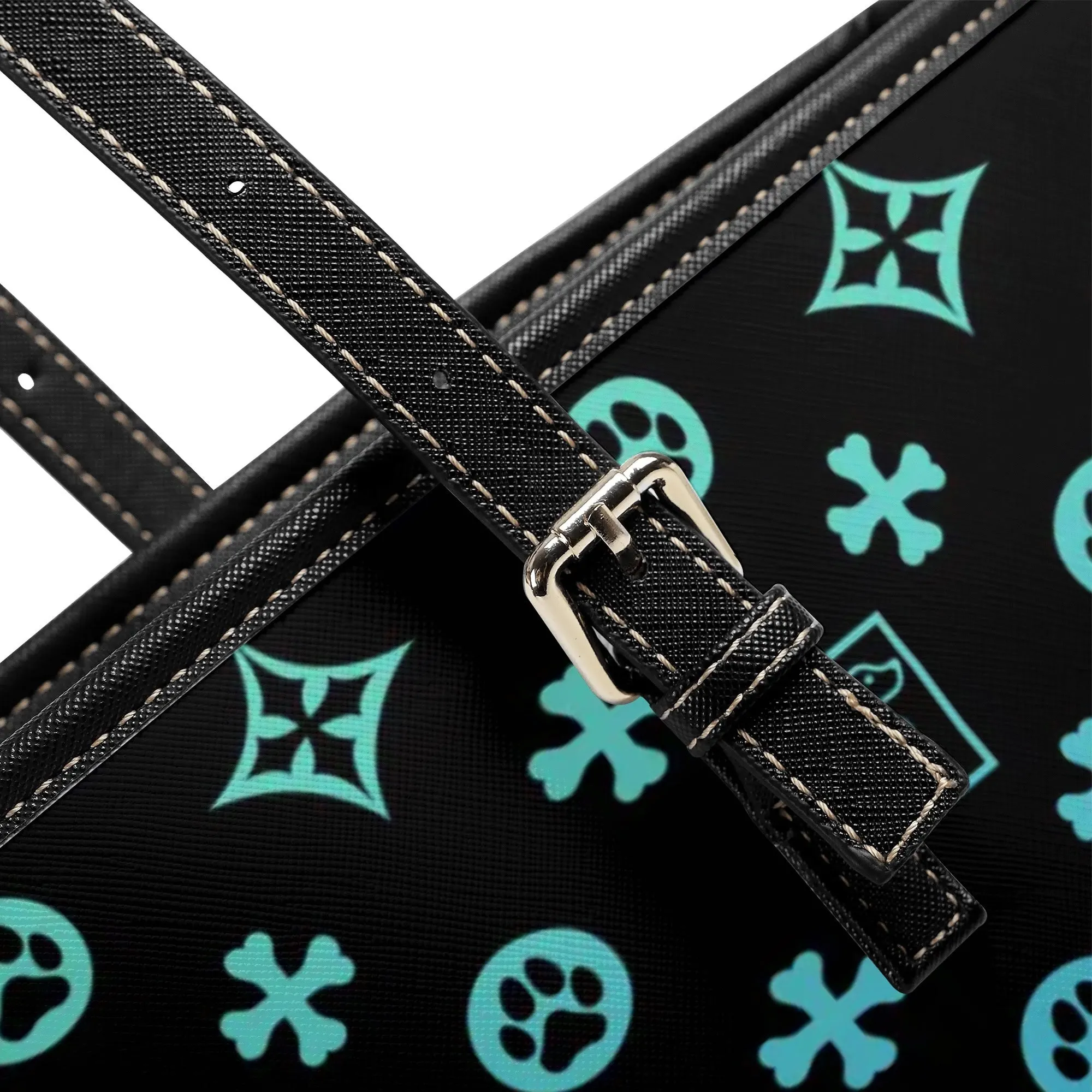 Signature Dog Lover Motif Durable Handbag Black with Ombre Overlay