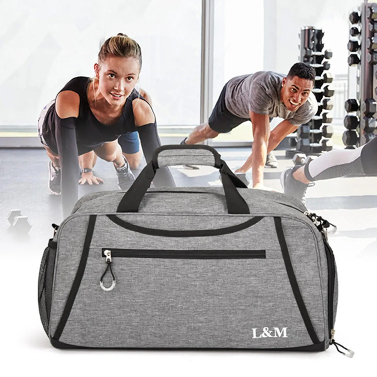 Sport Gym Training Fitness Bag with Shoes Compartment - Outdoor Travel Handbag for Yoga