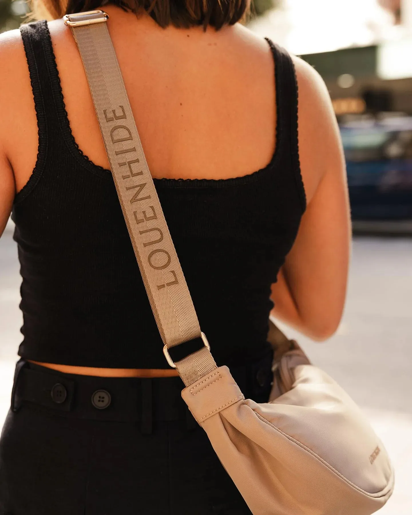 Sylvia Nylon Crossbody Bag - Beige