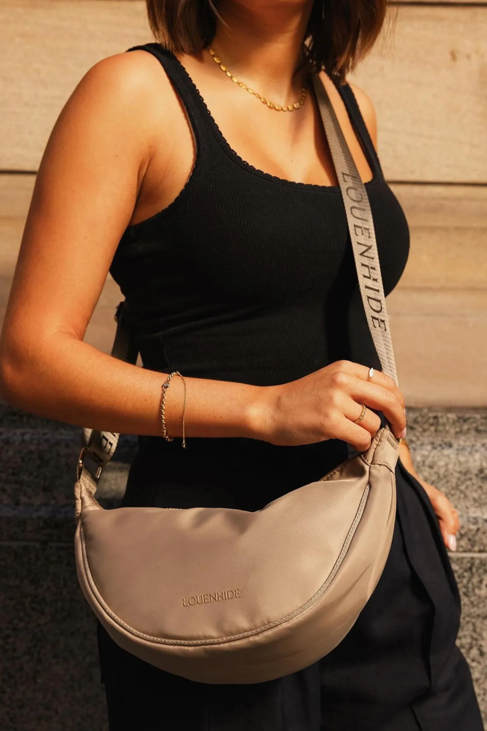 Sylvia Nylon Crossbody Bag - Beige