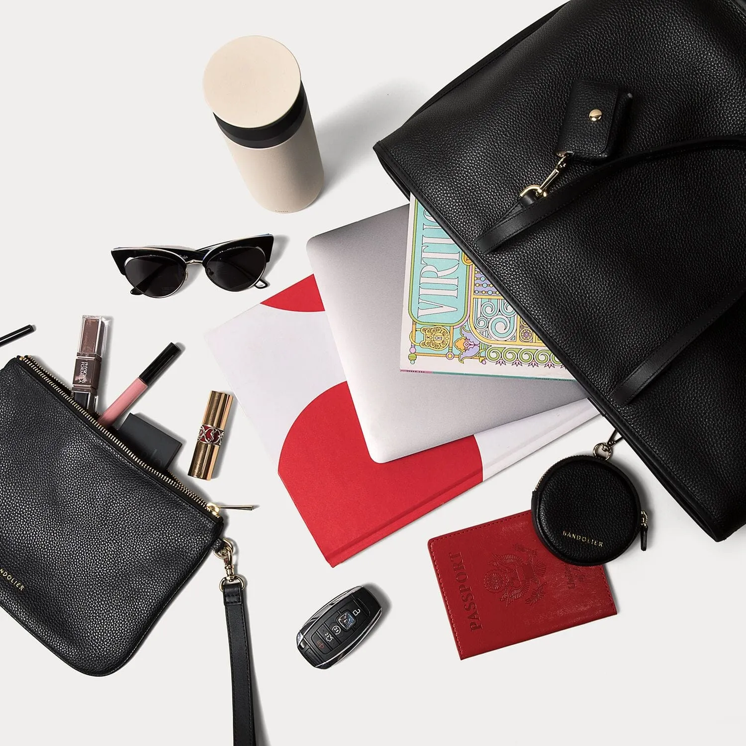 Tote Bag and Carry All Zip Pouch - Black/Gold
